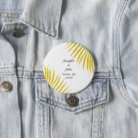 Gold Black Glittery Palm Leaf Tropical Wedding Button (Beispiel)