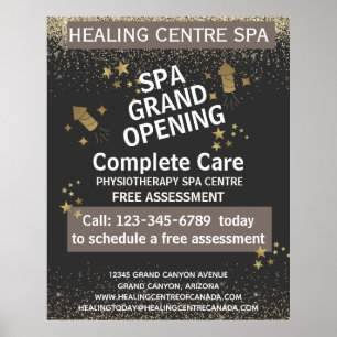 Gold Black Glittery Physio Center Grand Opening Poster