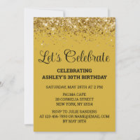 Gold Black Glitzer 30. Geburtstag Feiern