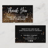 Gold Black Glitzer Beauty Salon Ermäßigungskarte Visitenkarte (Vorne/Hinten)