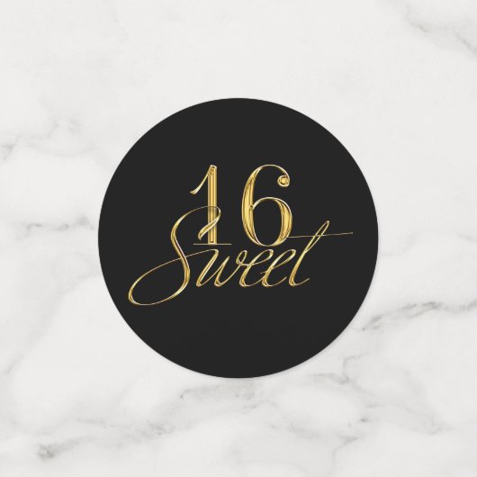 Gold & Black Glitzer Chic Trendy Sweet 16 Party Konfetti (Klein Vorderseite)