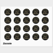 Gold Black Glitzer Confetti Frohe Weihnachten Runder Aufkleber (Blatt)