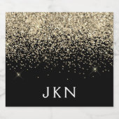 Gold Black Glitzer Girly Monogram Initials Alkoholflaschenetikett (Einzelnes Label)