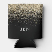 Gold Black Glitzer Girly Monogram Initials Dosenkühler (Vorderseite)