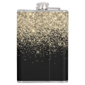 Gold Black Glitzer Girly Monogram Initials Flachmann (Rückseite)