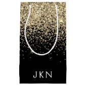 Gold Black Glitzer Girly Monogram Initials Kleine Geschenktüte (Vorderseite)