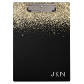 Gold Black Glitzer Girly Monogram Initials Klemmbrett (Vorderseite)
