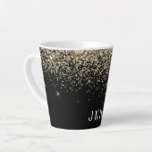Gold Black Glitzer Girly Monogram Initials Milchtasse (Linke Ecke)