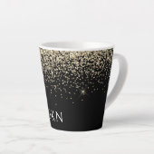 Gold Black Glitzer Girly Monogram Initials Milchtasse (Rechte Ecke)