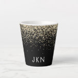 Gold Black Glitzer Girly Monogram Initials Milchtasse<br><div class="desc">Black and Gold Sparkle Glitzer Monogram Name Latte Coffee Cup Tasse. Das macht den perfekten 16 Geburtstag,  Hochzeit,  Brautparty,  Jubiläum,  Babydusche oder Junggeselinnen-Abschied Geschenk für jemanden,  der Lieben glamourösen Luxus und schicke Stile.</div>