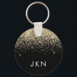 Gold Black Glitzer Girly Monogram Initials Schlüsselanhänger<br><div class="desc">Monogram Name Keychains (Key Chain) für Black und Gold Sparkle Glitzer. Das macht den perfekten 16 Geburtstag,  Hochzeit,  Brautparty,  Jubiläum,  Babydusche oder Junggeselinnen-Abschied Geschenk für jemanden,  der Lieben glamourösen Luxus und schicke Stile.</div>