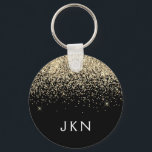 Gold Black Glitzer Girly Monogram Initials Schlüsselanhänger<br><div class="desc">Monogram Name Keychains (Key Chain) für Black und Gold Sparkle Glitzer. Das macht den perfekten 16 Geburtstag,  Hochzeit,  Brautparty,  Jubiläum,  Babydusche oder Junggeselinnen-Abschied Geschenk für jemanden,  der Lieben glamourösen Luxus und schicke Stile.</div>