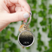 Gold Black Glitzer Girly Monogram Initials Schlüsselanhänger (Hand)