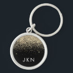 Gold Black Glitzer Girly Monogram Initials Schlüsselanhänger<br><div class="desc">Monogram Name Keychains (Key Chain) für den Glitzer Gold und Black. Das macht den perfekten 16 Geburtstag,  Hochzeit,  Brautparty,  Jubiläum,  Babydusche oder Junggeselinnen-Abschied Geschenk für jemanden,  der Lieben glamourösen Luxus und schicke Stile.</div>