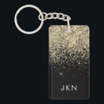 Gold Black Glitzer Girly Monogram Initials Schlüsselanhänger<br><div class="desc">Monogram Name Schlüsselanhänger für den Gold und Black Sparkle Glitzer. Das macht den perfekten 16 Geburtstag,  Hochzeit,  Brautparty,  Jubiläum,  Babydusche oder Junggeselinnen-Abschied Geschenk für jemanden,  der Lieben glamourösen Luxus und schicke Stile.</div>