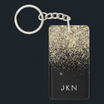 Gold Black Glitzer Girly Monogram Initials Schlüsselanhänger<br><div class="desc">Monogram Name Schlüsselanhänger für den Gold und Black Sparkle Glitzer. Das macht den perfekten 16 Geburtstag,  Hochzeit,  Brautparty,  Jubiläum,  Babydusche oder Junggeselinnen-Abschied Geschenk für jemanden,  der Lieben glamourösen Luxus und schicke Stile.</div>