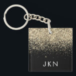 Gold Black Glitzer Girly Monogram Initials Schlüsselanhänger<br><div class="desc">Schwarze und goldene Imitate Foil Sparkle Glitzer Monogram Name Schlüsselanhänger. Das macht den perfekten 16 Geburtstag,  Hochzeit,  Brautparty,  Jubiläum,  Babydusche oder Junggeselinnen-Abschied Geschenk für jemanden,  der Lieben glamourösen Luxus und schicke Stile.</div>