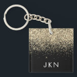 Gold Black Glitzer Girly Monogram Initials Schlüsselanhänger<br><div class="desc">Schwarze und goldene Imitate Foil Sparkle Glitzer Monogram Name Schlüsselanhänger. Das macht den perfekten 16 Geburtstag,  Hochzeit,  Brautparty,  Jubiläum,  Babydusche oder Junggeselinnen-Abschied Geschenk für jemanden,  der Lieben glamourösen Luxus und schicke Stile.</div>