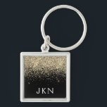 Gold Black Glitzer Girly Monogram Initials Schlüsselanhänger<br><div class="desc">Monogram Name Keychains (Key Chain) für den Glitzer Gold und Black. Das macht den perfekten 16 Geburtstag,  Hochzeit,  Brautparty,  Jubiläum,  Babydusche oder Junggeselinnen-Abschied Geschenk für jemanden,  der Lieben glamourösen Luxus und schicke Stile.</div>