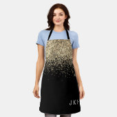 Gold Black Glitzer Girly Monogram Initials Schürze (Getragen)