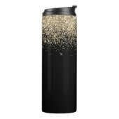 Gold Black Glitzer Girly Monogram Initials Thermosbecher (Nach links gedreht)