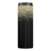 Gold Black Glitzer Girly Monogram Initials Thermosbecher (Rückseite)