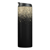 Gold Black Glitzer Girly Monogram Initials Thermosbecher (Nach rechts gedreht)