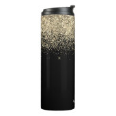 Gold Black Glitzer Girly Monogram Initials Thermosbecher (Nach links gedreht)