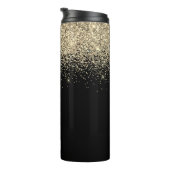 Gold Black Glitzer Girly Monogram Initials Thermosbecher (Nach rechts gedreht)
