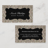 Gold & Black Glitzer Glam Chic Style Business Card Visitenkarte (Vorne/Hinten)