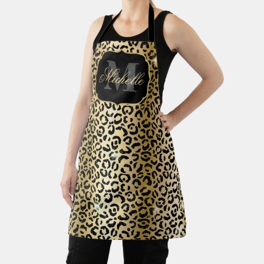 Gold & Black Glitzer Glam Leopard Spots drucken Schürze (InSitu)