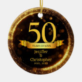 Gold & Black Glitzer - Jahr der Hochzeit Keramik Ornament (Vorne)