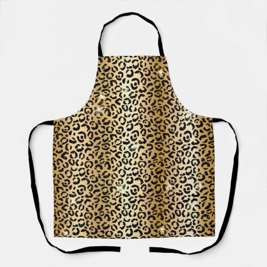 Gold Black Glitzer Leopard Schürze (Vorderseite)