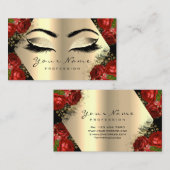 Gold Black Glitzer Makeup Artist Lash Floral Rose Visitenkarte (Vorne/Hinten)