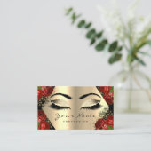 Gold Black Glitzer Makeup Artist Lash Floral Rose Visitenkarte (Stehend Vorderseite)