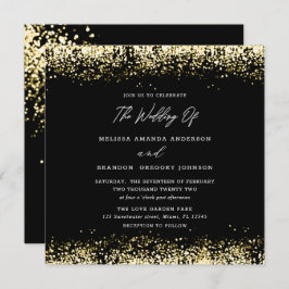Gold Black Glitzer Moderne Hochzeitseinladung Einladung