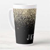 Gold Black Glitzer Monogram Girly Initials Milchtasse (Linke Ecke)