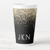 Gold Black Glitzer Monogram Girly Initials Milchtasse (Vorderseite)