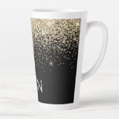 Gold Black Glitzer Monogram Girly Initials Milchtasse (Rechts)