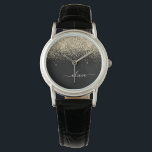 Gold Black Glitzer Script Monogram Girlaname Armbanduhr<br><div class="desc">Schwarz und Gold Sparkle Glitzer Script Monogram Name Watch. Dies macht den perfekten Abschluss,  Geburtstag,  Hochzeit,  Brautparty,  Jubiläum,  Babydusche oder Junggeselinnen-Abschied Geschenk für jemanden,  die Lieben glamourösen Luxus und schicke Stile.</div>