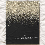 Gold Black Glitzer Script Monogram Girlaname Fleecedecke<br><div class="desc">Monogram Name und anfängliches Fleece Blanket für den Glitzer. Das macht den perfekten 16 Geburtstag,  Hochzeit,  Brautparty,  Jubiläum,  Babydusche oder Junggeselinnen-Abschied Geschenk für jemanden,  der Lieben glamourösen Luxus und schicke Stile.</div>