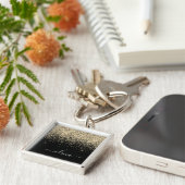 Gold Black Glitzer Script Monogram Girlaname Schlüsselanhänger (Seite)