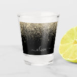 Gold Black Glitzer Script Monogram Girlaname Schnapsglas<br><div class="desc">Schwarz und Gold Sparkle Glitzer Script Monogram Name Shot Glass. Das macht den perfekten Abschluss,  süßen 16 Geburtstag,  Hochzeit,  Junggeselinnen-Abschied,  Brautparty,  Jubiläum,  Babydusche oder Junggeselinnen-Abschied Geschenk für jemanden,  der Lieben glamourösen Luxus und schicke Stile.</div>