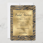 Gold Black Glitzy Glitzer Sparkle Zebra Print Einladung (Vorderseite)