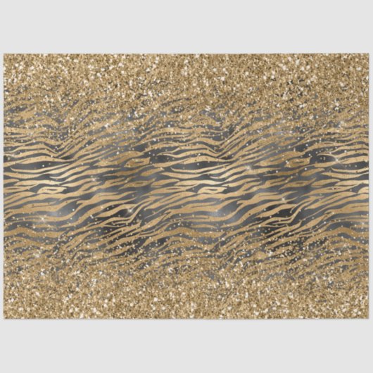 Gold Black Glitzy Glitzer Sparkle Zebra Print Seidenpapier (Vorderseite)