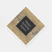 Gold Black Glitzy Glitzer Sparkle Zebra Print Serviette (Ecke)
