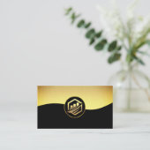 Gold Black | Gold Financial Graph Icon Visitenkarte (Stehend Vorderseite)
