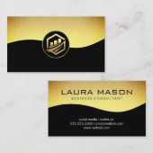 Gold Black | Gold Financial Graph Icon Visitenkarte (Vorne/Hinten)