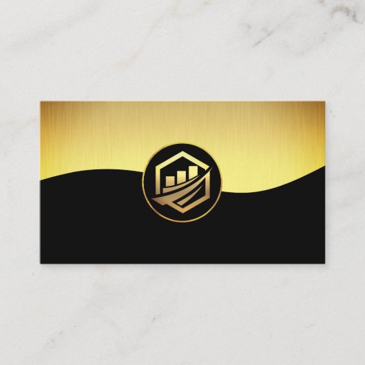 Gold Black | Gold Financial Graph Icon Visitenkarte (Vorderseite)