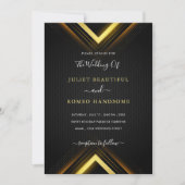 Gold Black Golden Modern Wedding Einladung (Vorderseite)